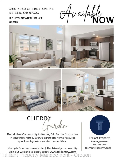 Brand New 1BD/2BD/3BD Units in Cherry Garden Apartments in Fantastic Keizer Location!!